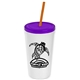 Promotional Personalized 24 oz Stadium Plastic Tumbler Cup With Straw And Lid