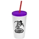 Promotional Personalized 24 oz Stadium Plastic Tumbler Cup With Straw And Lid