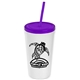 Promotional Personalized 24 oz Stadium Plastic Tumbler Cup With Straw And Lid