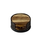 Acacia Wood Coaster 4 Piece Round Set with Black Metal Stand