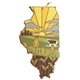 Illinois State Shaped Serving and Cutting Board with Artwork by Summer Stokes