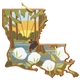 Louisiana State Shaped Serving and Cutting Board with Artwork by Summer Stokes