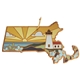 Massachusetts State Shaped Serving and Cutting Board with Artwork by Summer Stokes