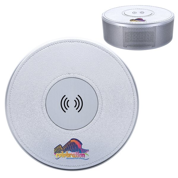 Metallic Finish Wireless Charging Clock Speaker