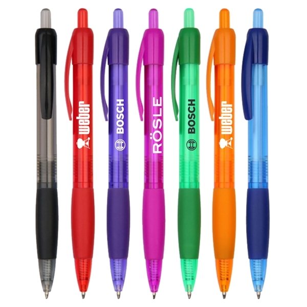 Miami Frosted Barrel Click Pen w / Rubber Grip