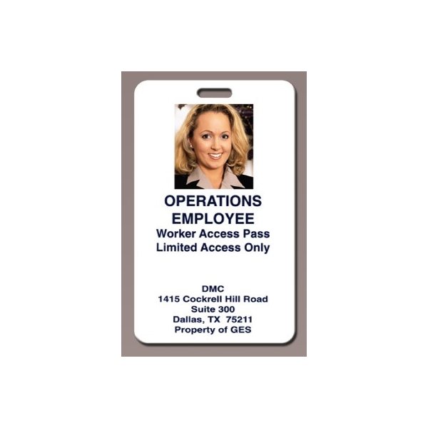 2-1/8x 3-3/8 Photo ID Badge