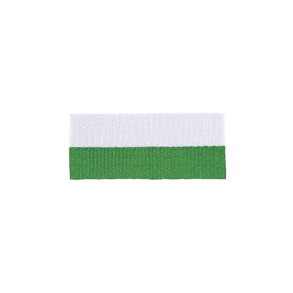 Green / White V Neck Ribbon with Clip, 7/8 wide