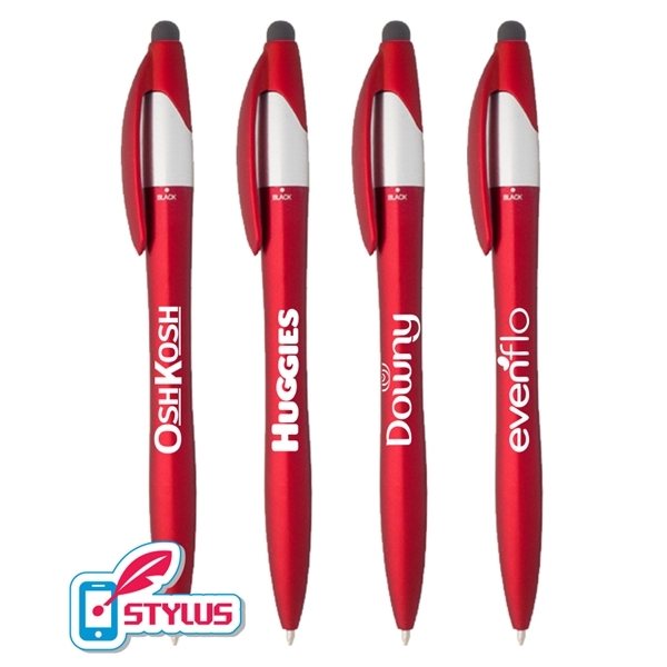 Union Printed, Colored Elegant Stylus Twist Pen with 4- in -1 Colored Refills