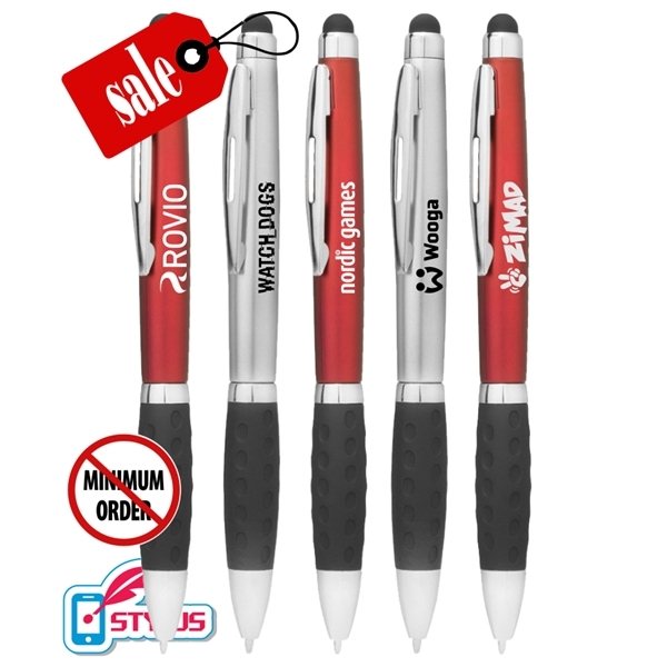 Closeout Union Printed, Promotional Lee Rubber Grip Stylus Twist Pens