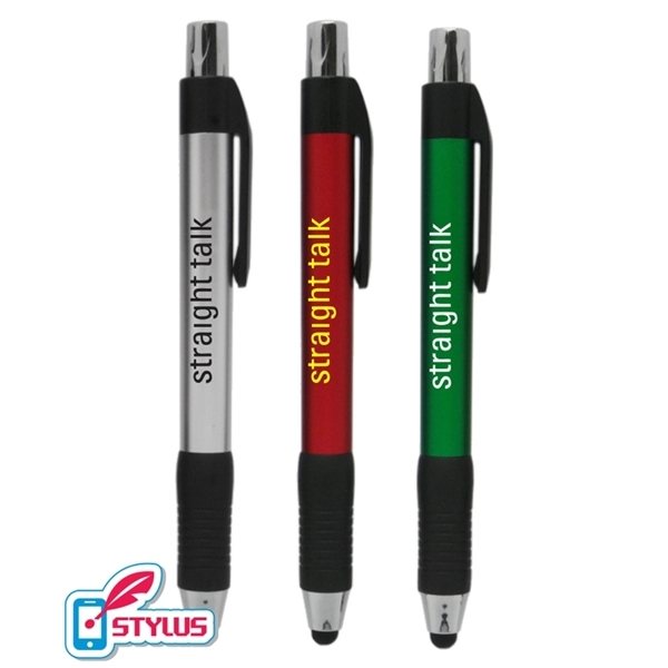 Union Printed, Straight Stylus Clicker Pen with Grip