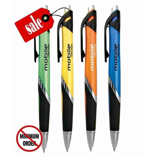 Closeout Cardinal Clicker Pen with Rubber Grip - No Minimum