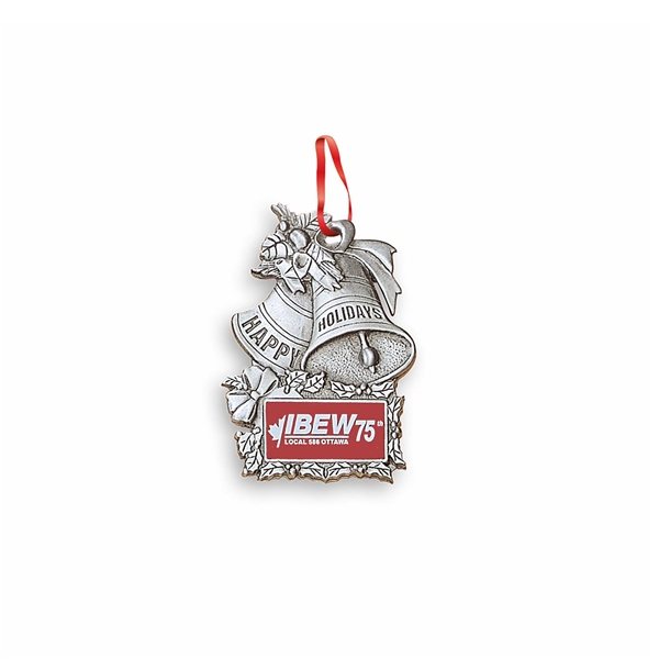 Stock Ornament (2.5 x 1.75 in Happy Holidays Bells)