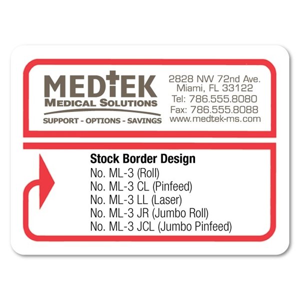 Stock Mailing Label w / Thin Border Arrow - Fanfold w / Pin - Feed