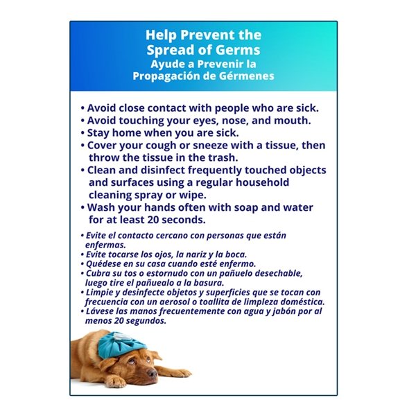 Help Prevent the Spread of Germs Square Corner Bilingual Label