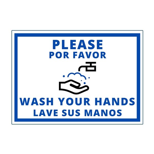 Please Wash Your Hands Square Corner Bilingual Label
