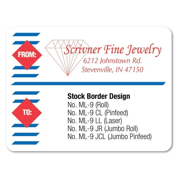 Stock Mailing Label w / Diamonds Lines - Jumbo Roll