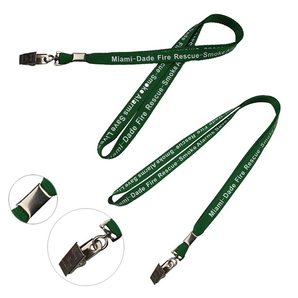 3/4 Neck Lanyard w / Bulldog clip Metal Crimp
