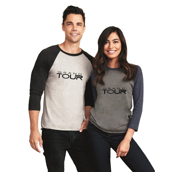 Next Level 6051 Unisex Tri - Blend Three - Quarter Sleeve Baseball Raglan Tee