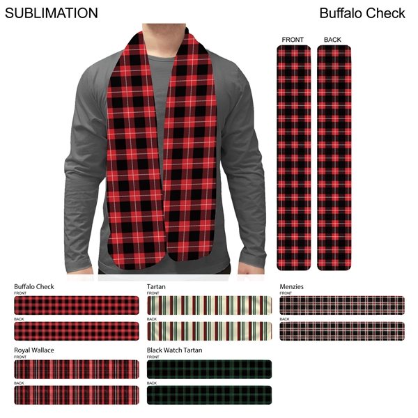 Stock Plaid Design Fashion Scarf, 8x60, Sublimated Edge to Edge 2 sides