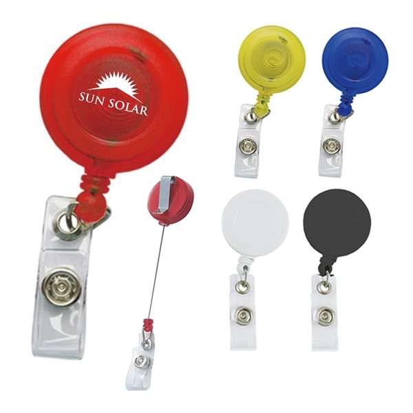 Promotional Retractable Badge Reels. Round Shaped Trade show Giveaways - Close out