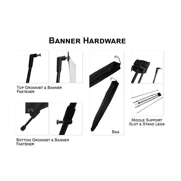 Economical X - Stand Banner Hardware, Stand and Bag, Tubular bag, Graphics are not included