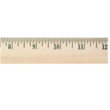 12 Natural Finish Wood Ruler - English Scale