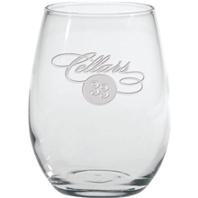 9 oz Stemless White Wine - Deep Etched