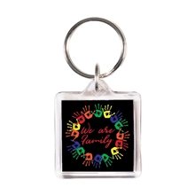 Stock Shape Acrylic Key Ring - 1 1/2 x 1 1/2 square