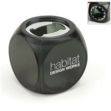 Blue Square Cube 2- in -1 Frosted Black Bottle Can Opener in ABS Polished Steel