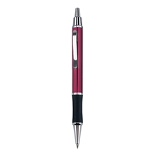 Blackpen Brass Click - Action Red Ballpoint Pen w / Comfort Grip, Chrome Points