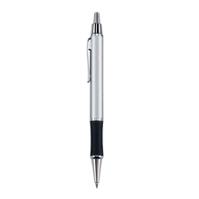 Blackpen Brass Click - Action Silver Ballpoint Pen w / Comfort Grip, Chrome Points