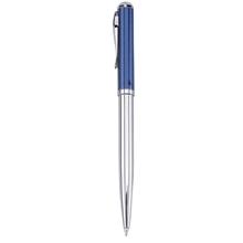 Blackpen Twist - Action Brass Ballpoint Pen in Polished Chrome w / Blue Lacquer Cap