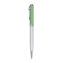 Blackpen Twist - Action Brass Ballpoint Pen in Polished Chrome w / Green Lacquer Cap