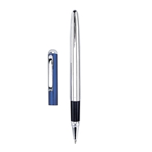 Blackpen Cap - off Gel Ink Pen in Polished Chrome w / Blue Lacquer Cap