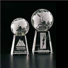 Clearaward Etched Globe Optical Crystal Award 6 1/2 In