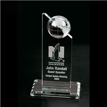 Clearaward Etched Globe Optical Crystal Award 10 1/2 In