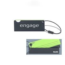 MoMA Acrylic Flip - Open Security - ID Luggage Tag Black Metal, Green Acrylic, Cable Closure