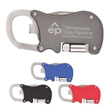 Bottle Opener Carabiner with Flashlight Knife