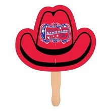 Cowboy Hat Shape Hand Fan, Full Color Digital