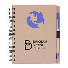 Globe Die Cut Spiral Notebook Pen 5.875 X 7