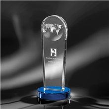 Clearaward Optical Crystal Achievement Award with Blue Base 10 in