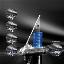 Clearaward Optical Crystal Achievement Award Globe Blue Year Brick 8 in