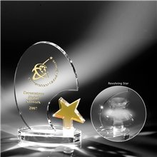 Clearaward Spinning Amber Star Optical Crystal Achievement Award 8 in