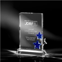 Clearaward Optical Crystal Achievement Award Blue Star 7 1/2 in