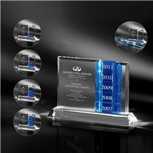 Clearaward Optical Crystal Building Annual Achievement Award Blue Bricks 5 1/4 in