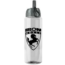 The Guzzler - 32 oz Transparent Bottle with Ring Straw lid