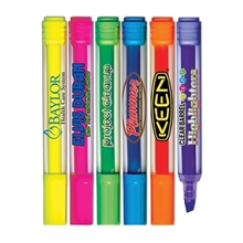 Brite Spots(R) Fluorescent Highlighters with Clear Barrel Full Color Decal - USA Made
