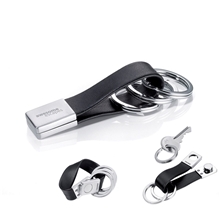 Troika Twister Black Twist Open Valet Keychain Leather Chrome - Plated Nickel Trim