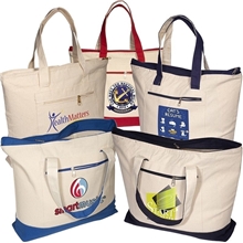 Zippered Cotton Boat Canvas Tote Bag