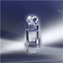 Clearaward Optical Crystal Globe atop Beveled Column 9 in